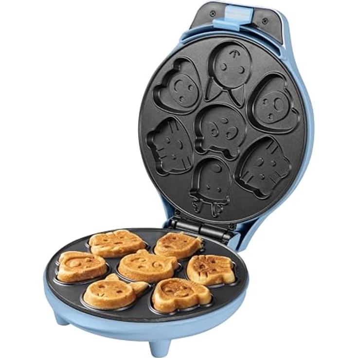 Bestron Waffeleisen für Mini-Cookies, Mini-Cookie-Maker in Tiermotiven, Waffeleisen für Mini-Waffel-Kekse, mit Backampel & Antihaftbeschichtung, 700 Watt, Farbe: Blau – Bild 2