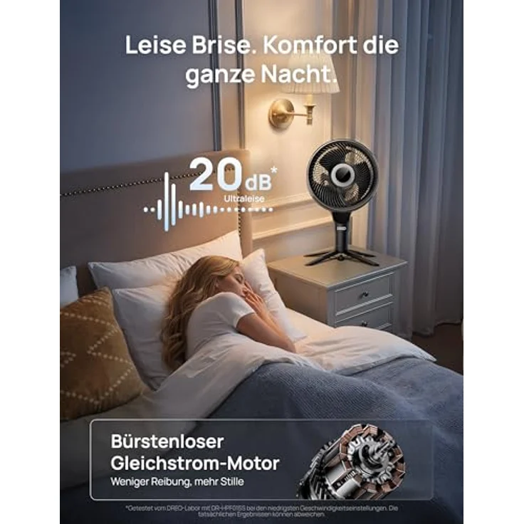 DREO Smart-Ventilator, Standventilator mit 150°+100° Oszillation, 36,6 m Reichweite, leiser DC-Motor, 12 Geschwindigkeitsstufen, 6 Modi, Fernbedienung, 12-h-Timer – Bild 5