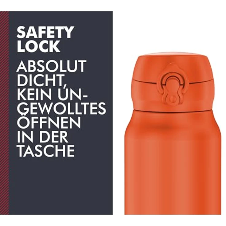 THERMOS ULTRALIGHT BOTTLE 0,75l, Edelstahl Thermosflasche in glowing orange mat, 10h heiß / 24h kalt, absolut dicht für Wasser und Tee – Bild 4