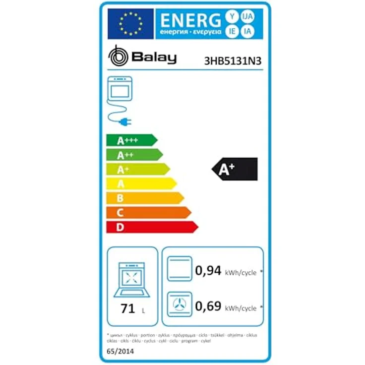 Balay 3HB5131N3, Einbaubackofen mit 71 l Volumen, Temperaturbereich 50 - 275 °C, schwarzes Design, Energieeffizienz A+ – Bild 9