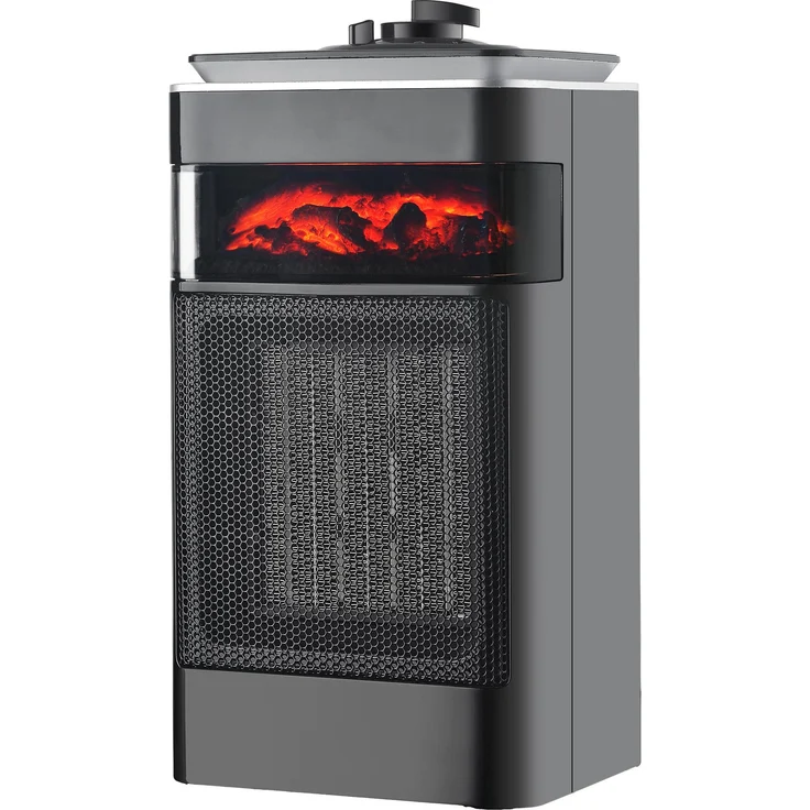 Sannover Vlaneo Elektroheizlüfter 1500 W, 2 Heizstufen, Thermostat, Flammeneffekt, IP20, Timer 1-24 Std.