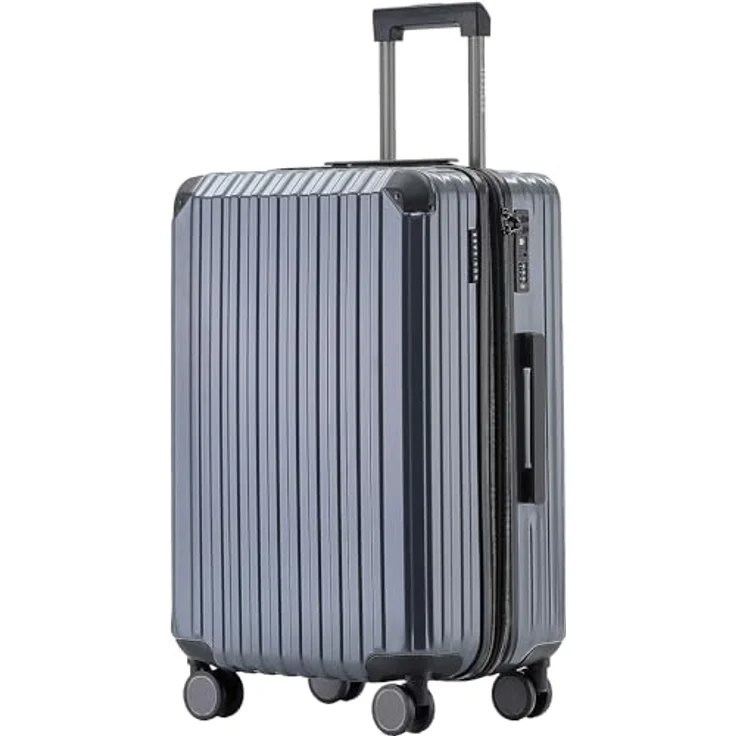 Münicase M816, Großer Koffer mit TSA-Schloss, Hardschale, 76 cm, 128 Liter, grau, 360° Rollen – Bild 1