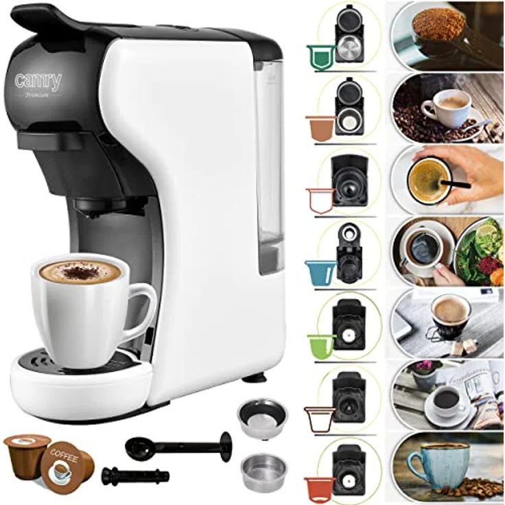 Camry Espressomaschine Multi-Kapsel-Espressomaschine CR 4414, Weiß Kaffeemaschine Kapselmaschine mit 19 bar Pumpe – Bild 2