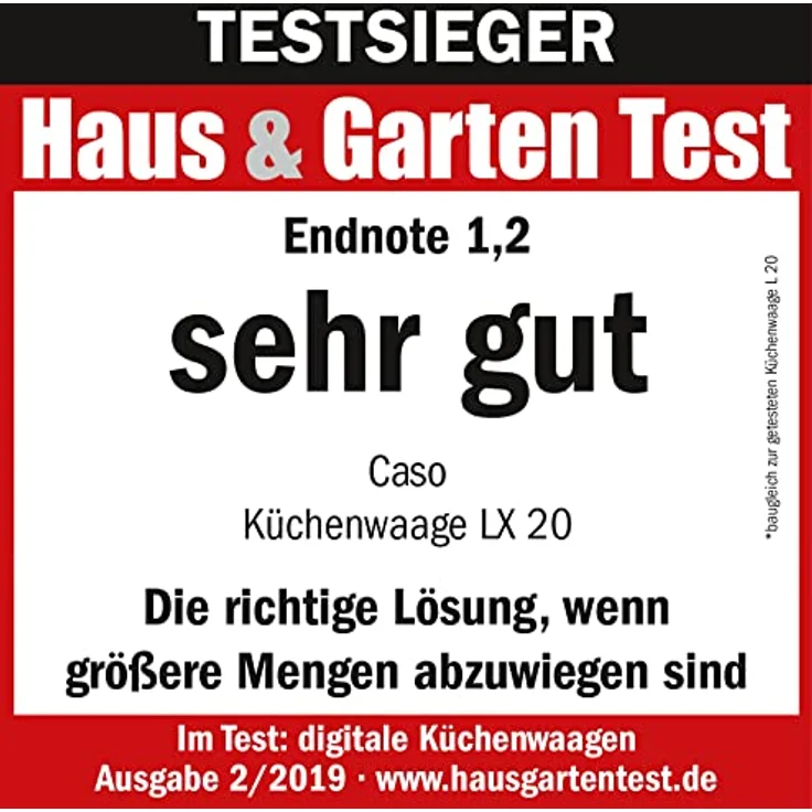 CASO LX 20 - Design Küchenwaage, besonders flach, Wiegeskala bis maximal 20 kg, Große, wertige Glas-Wiegefläche, Präziser Wiegesensor in 5 g-Schritten, Sensor-Touch Bedienung, Tara-Funktion – Bild 5