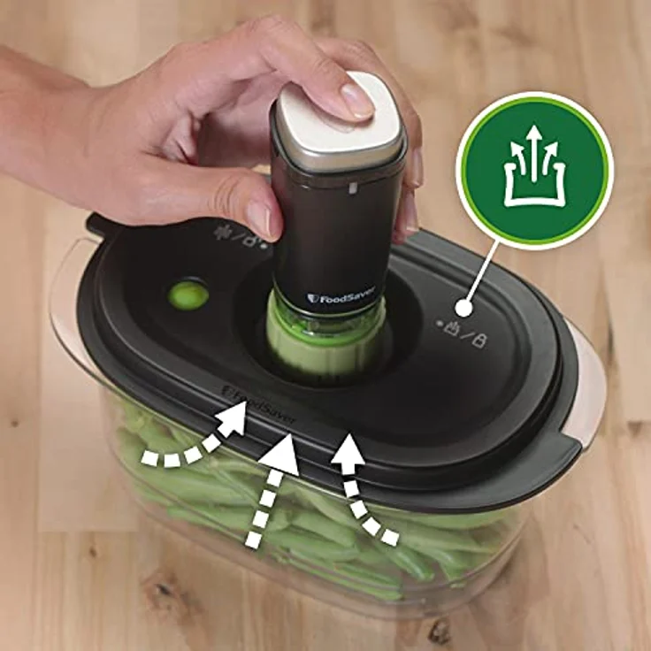 FoodSaver kabelloser Handvakuumierer zum Versiegeln von Lebensmitteln mit Ladestation | Mini Vakuumiergerät mit 1 Behälter zum Einmachen und Marinieren und 5 Frischhalte-Vakuumierbeuteln [VS1199X] – Bild 5