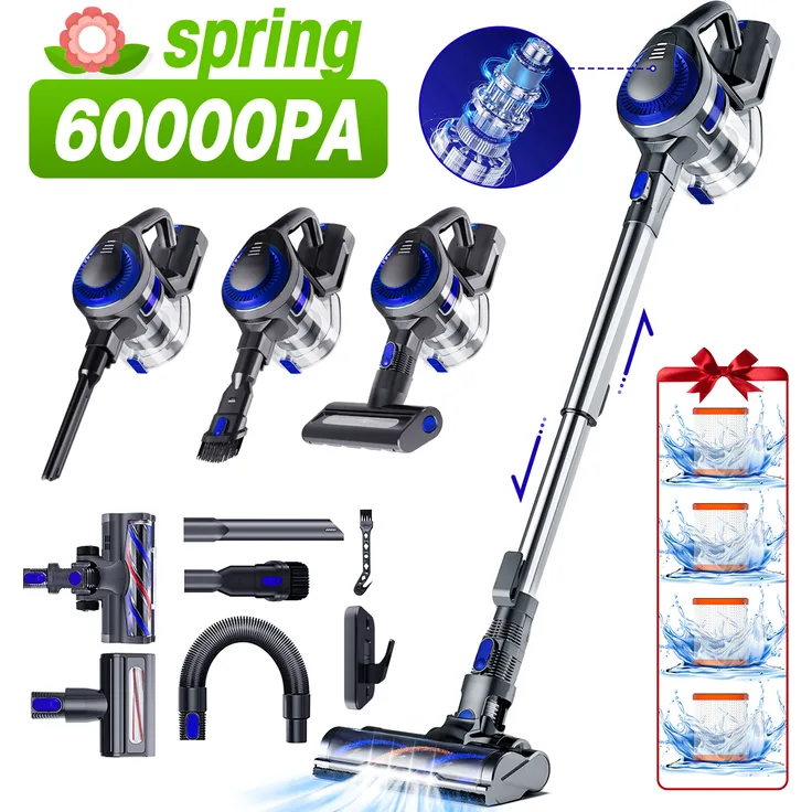 Aiibot A15/A17 Akku Staubsauger, kabelloser 12-in-1 Handstaubsauger mit 60000PA Saugkraft, Bürstenloser Motor, 50 Min. Laufzeit, für Tierhaare, 550W
