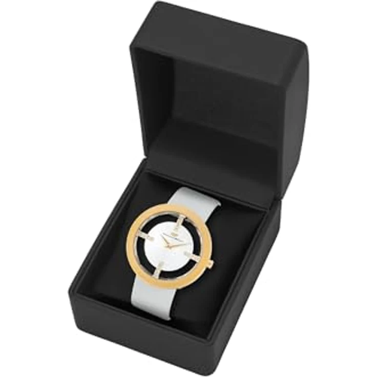 Rhodenwald & Söhne Quarzuhr Lucrezia creme-weiß, aus Edelstahl, mit Swarovski®-verzierten Strich-Indices und Sunray-Effekt – Bild 10