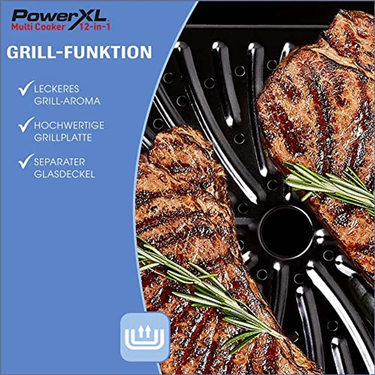 PowerXL MultiCooker Frittierkorb-Set - Heißluftfritteuse, Backofen, Bratpfanne uvm. - 5,7 Liter - 12 Kochprogramme - Airfryer - 80% weniger Fett - PowerXL Multi-Cooker 12-in-1 Hot Pot, schwarz – Bild 4