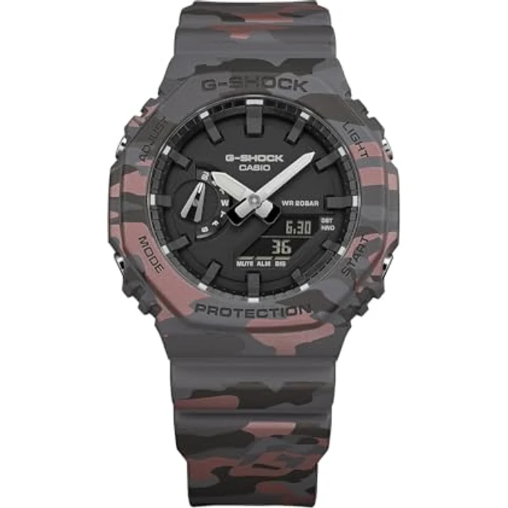 Casio G-Shock 2100 Series Camouflage Uhr GA-2100CM-8AER, Herren-Armbanduhr aus Harz, stoßfest, mit 5 Alarmen und Weltzeitfunktion, Camouflage-Design – Bild 2