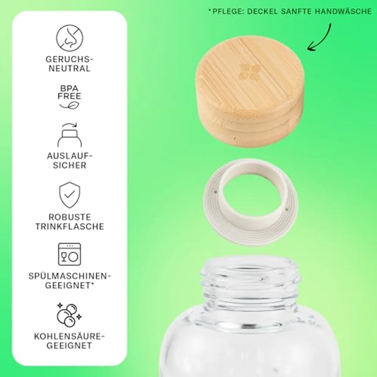 Waterdrop Starterset Trinkflasche aus Glas 600ml Relax Melange mit 6 fruchtigen Sorten – Bild 3