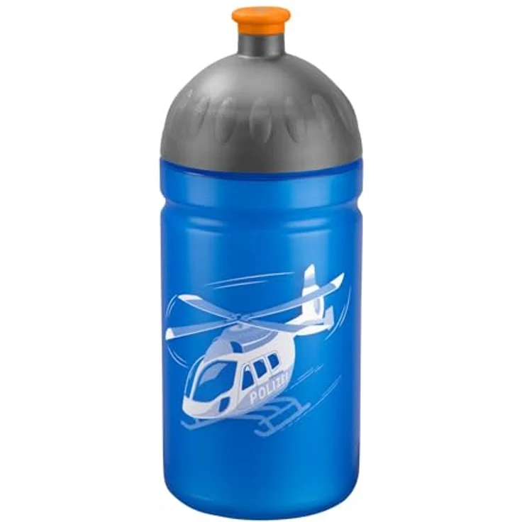 Step by Step Trinkflasche „Helicopter Sam“, auslaufsicher, spülmaschinenfest, BPA-frei, für Schule, Kindergarten, heiße und kohlensäurehaltigen Getränke, 0,5L, blau - grau, für Madchen & Jungen
