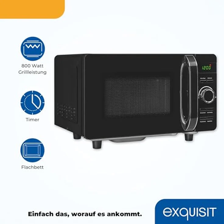 "exquisit Mikrowelle MW4020-F-240DIG, Mikrowelle mit Grill, 20 l, Elektronische Steuerung, Schwarz" – Bild 3