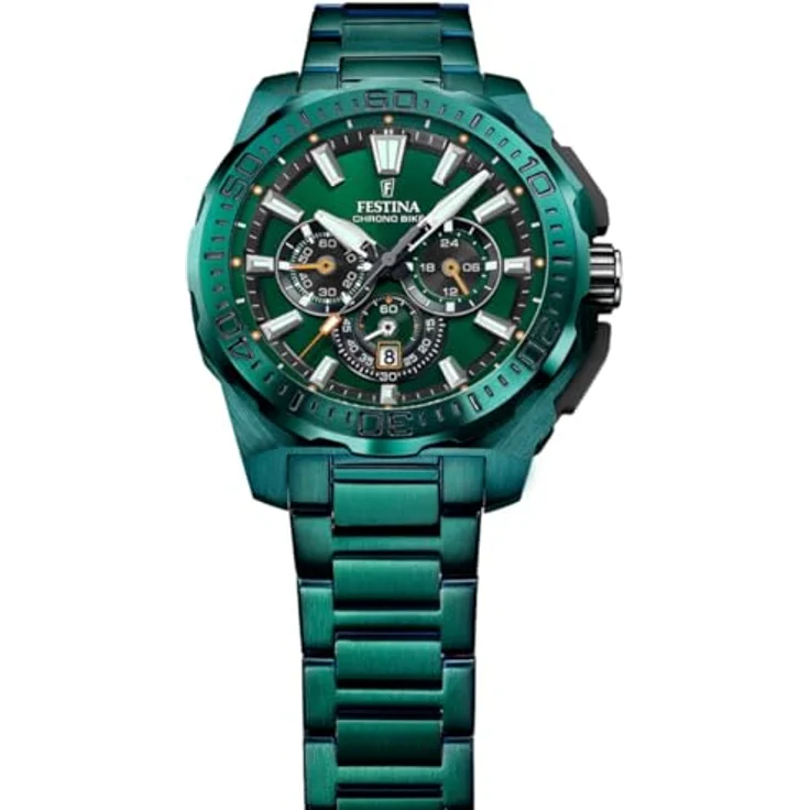 Festina Herrenuhr Chronograph Special Edition, grün, Edelstahl, Quarzwerk, Stoppuhr, Kalender – Bild 3