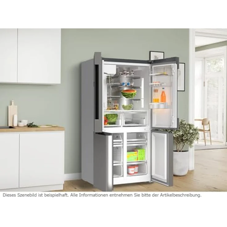 Bosch KFD96APEA, Serie 6, Smarter XXL-French Door Kühlschrank, 183 x 90,5 cm, 375 L Kühlen + 199 L Gefrieren, NoFrost, Eis- und Wasserspender, VitaFresh für längere Frische, Gebürsteter Stahl – Bild 4