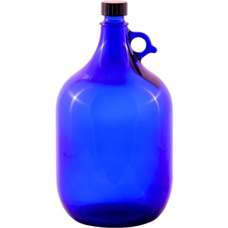 mikken - blaue XXL Glasflasche mit schwarzem Schraubverschluss für 5 Liter zum Selbstbefüllen – Bild 2