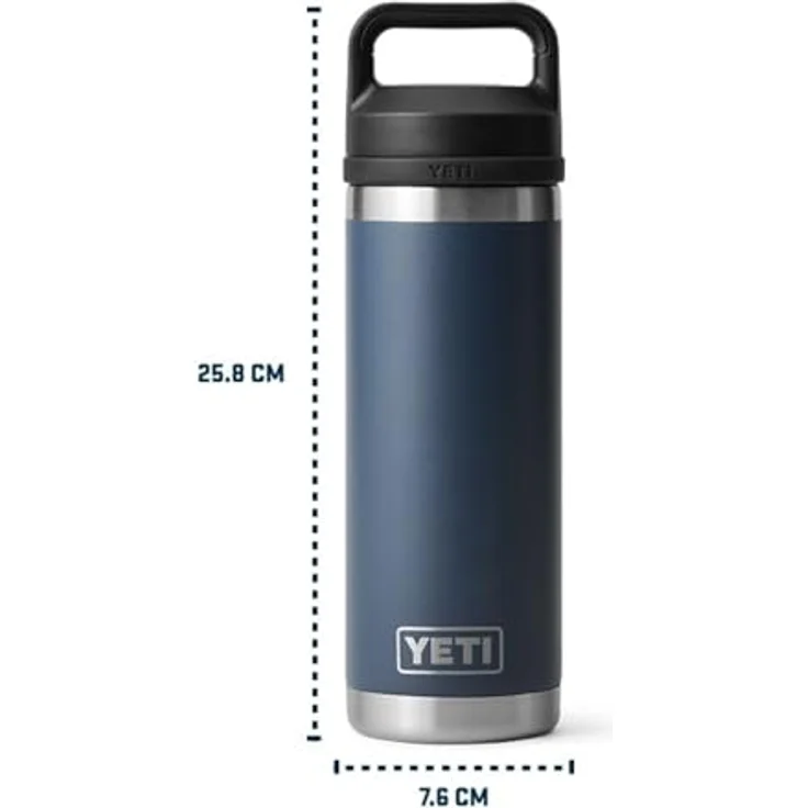 YETI Rambler Flasche mit Chug-Verschluss, Edelstahl 18/8, navy, 532 ml, doppelwandige Vakuumisolierung, 100% leakproof, spülmaschinenfest – Bild 4