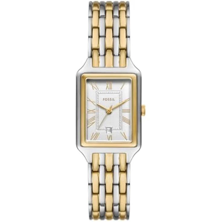 Fossil Damen Analog Quarz Uhr mit Edelstahl Armband ES5368, Silbernes Zifferblatt, Zweifarbiges Armband, Wasserdicht bis 50 m – Bild 1