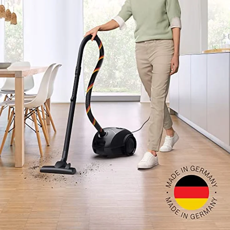 Bosch Staubsauger mit Beutel Serie 2 BGDS2CHAMP, Bodenstaubsauger, nachhaltig, aus Recyclingmaterial, Hygiene-Filter, 10 Jahre Motorgarantie, kompakt, leistungsstark, Made in Germany, 600 W, schwarz – Bild 2