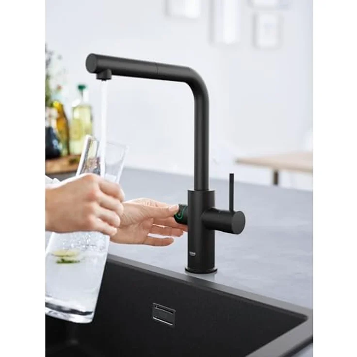 Grohe Blue Home, Wasserfilter, Standard, Schwarz, Hebelgriffe, herausziehbare Spülbrause, Typ L, Keramik, versandkostenfrei – Bild 3