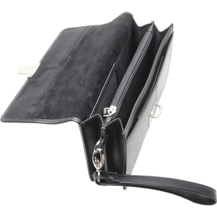 Esquire Oxford Handgelenktasche, Leder 22 cm, Schwarz – Stilvolle Handtasche für Wertsachen – Bild 4