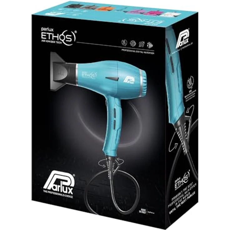 Parlux Ethos blau Profi-Haartrockner 2300W mit digitalem Motor und 3,30 m Kabel – Bild 3