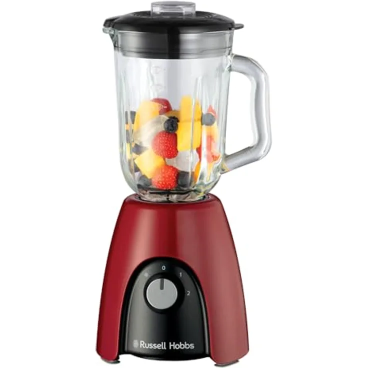 Russell Hobbs Standmixer [Smoothie Maker] Mixer (Blender, 1,5L Glasbehälter, 2 Stufen und Pulse-Funktion, BPA-frei, Edelstahlmesser, 850 Watt Hochstleistung) Desire Rot 27120-56
