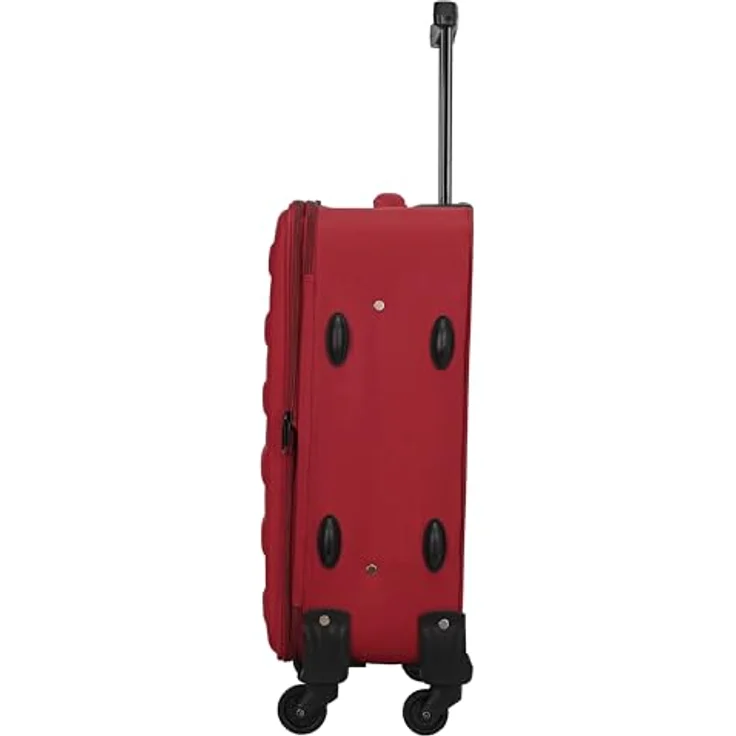 SIGN Stoffkoffer Reisekoffer Trolley (Handgepäck-Mittel-Groß-Set) + 5cm Dehnungsfuge (Weinrot, Großer Koffer (70cm)) - Leicht & stabil, 360° Rollensystem, Dehnungsfuge, Sicherheits-Zahlenschloss, Stapelbar – Bild 3
