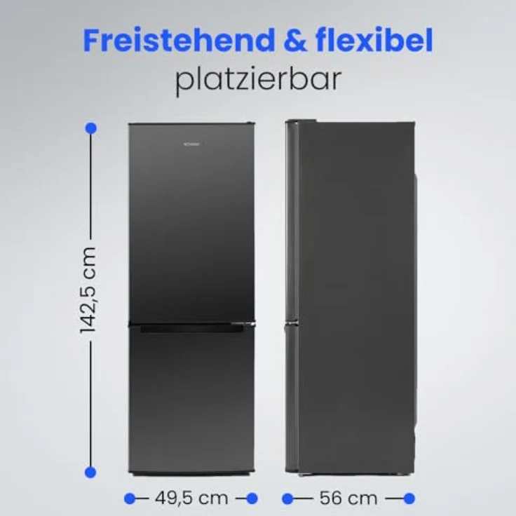 Bomann® KG 320.3 Kühlschrank mit Gefrierfach, 143 cm, Kühl-Gefrierkombination in dark-inox, 173L, leise, Türanschlag wechselbar – Bild 7
