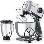 Arendo - Universal Küchenmaschine Knetmaschine inkl. Standmixer - 1200 W - digital - Rührmaschine - 5l Edelstahlschüssel - 3 Rührwerkzeuge Plus Mixeraufsatz - 7 Leistungsstufen – Planeten-Rührsystem