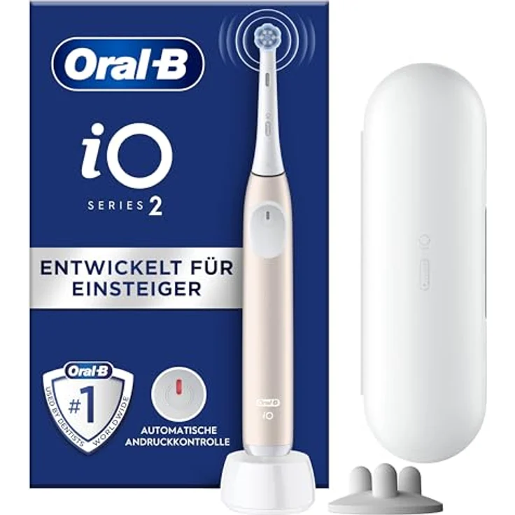 Oral-B iO Series 2 Elektrische Zahnbürste, 3 Putzmodi, Magnet-Technologie, Designed by Braun, Calm Pink – Bild 1