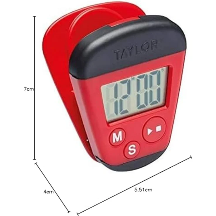 Taylor TYPTIM100CLIP Pro Digital Kitchen Timer with Memo Clip and Magnetic Back, Plastic, Rot-Schwarz – Bild 5