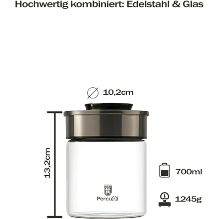 BURI Vorratsglas Vakuumglas 6er Set 700ml, luftdicht & mottensicher mit Edelstahl Deckel, stapelbar & spülmaschinenfest – Bild 4