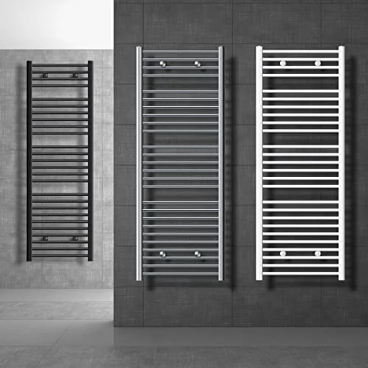 LuxeBath Badheizkörper 750x1500mm Weiß, Gerade Ausführung mit Seitenanschluss und hoher Wärmeleitfähigkeit – Bild 1