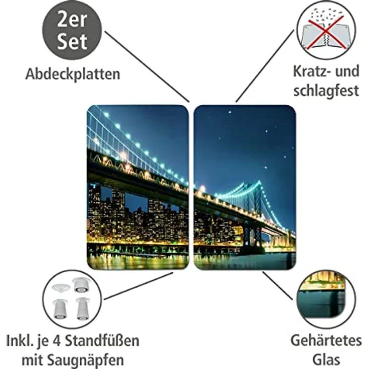 Wenko Herdabdeckplatte, Breite 52 cm, gehärtetes Glas – Bild 3