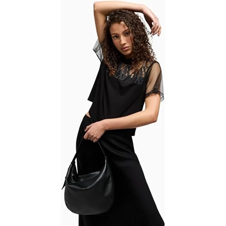 Armani Exchange Susie Schultertasche, 27 cm, Schwarz, aus robustem Polyester mit praktischen Reißverschlussfach und vielseitigem Umhängeriemen – Bild 6