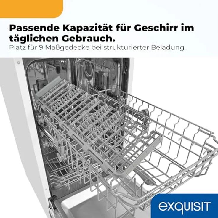 Exquisit Geschirrspüler GSP59309-030E, weiß | 7 Spülprogramme, EEK E, Besteckkorb, abklappbarer Tellerhalter, LED-Display – Bild 6