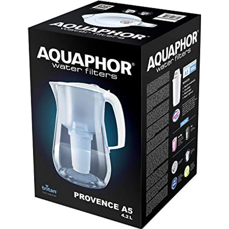 AQUAPHOR Provence schwarz inkl. 1 A5 Filterkartusche-Premium-Wasserfilter in Glasoptik zur Reduzierung von Kalk, Chlor & Schwermetallen, Kunststoff, Volumen 4,2 l – Bild 4