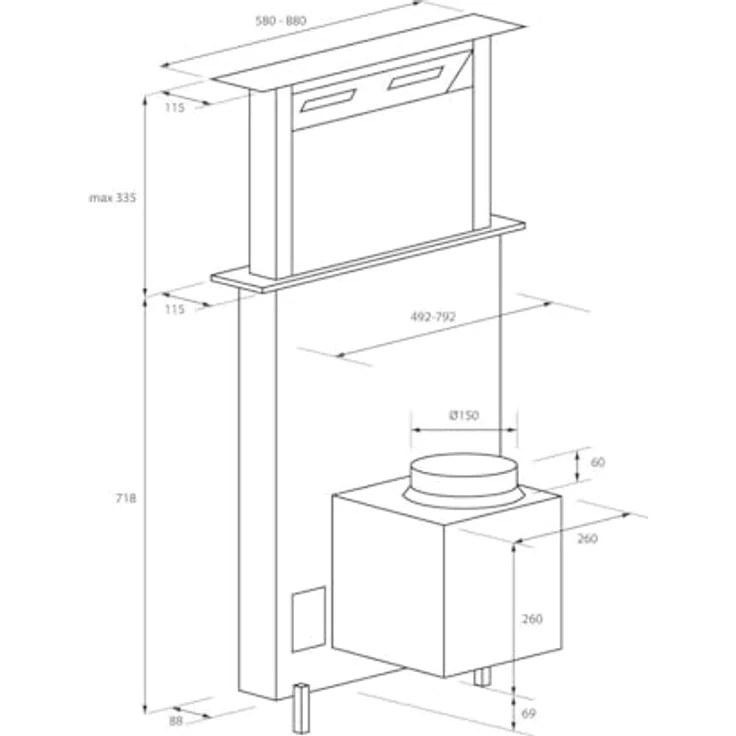 Haier I-DESIGN SERIE 6 HADD9SS6BDE, Down-Draft Haube 90 cm mit Touch-Bedienung, Umluft- und Abluftbetrieb, 4 Leistungsstufen, Timer, LED-Beleuchtung, Schwarz – Bild 5