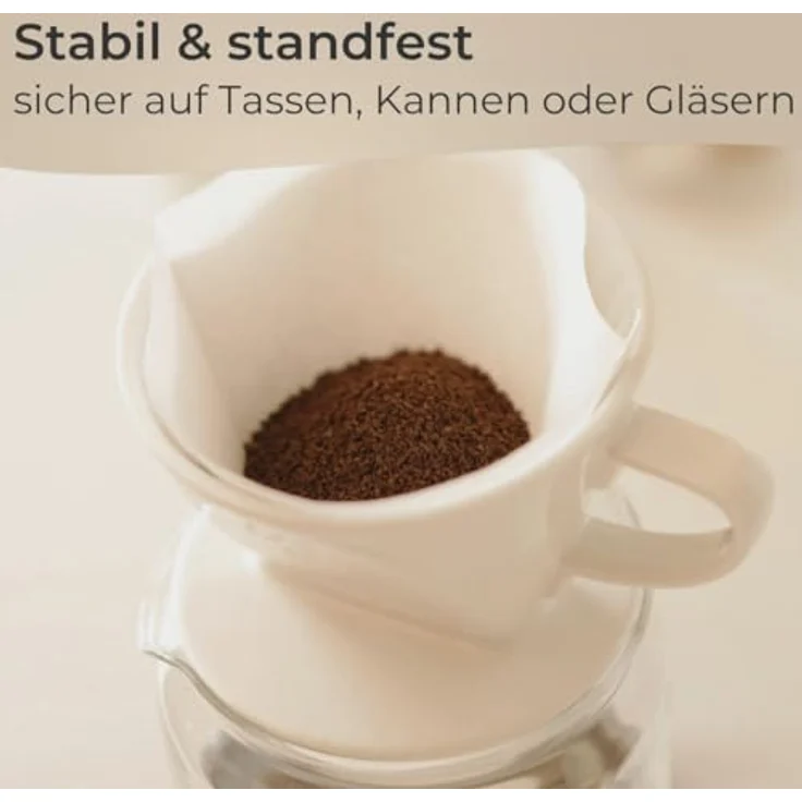 Topanbieter999 Handfilter Keramik Größe 4, Gleichmäßiger Kaffeefluss mit innenliegenden Rillen & 3 Öffnungen, weiß – Bild 3