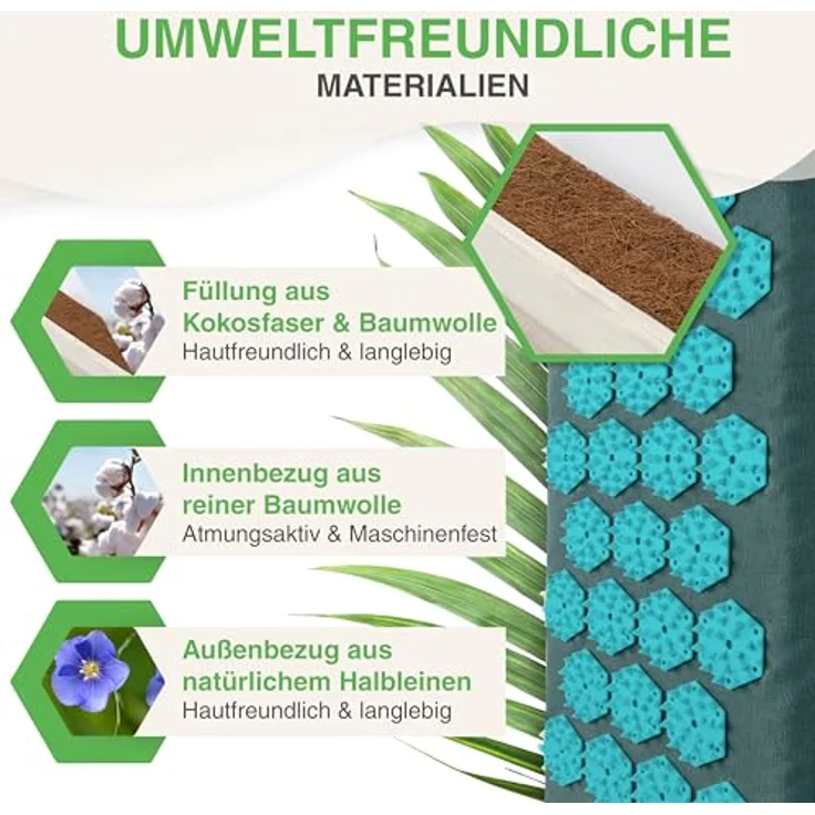 BACKLAxx® Massagegerät Akupressur Lendengürtel, Umweltfreundliches Halbleinen & reine Kokosfasern, Intensitätsregulierung - Blau – Bild 4
