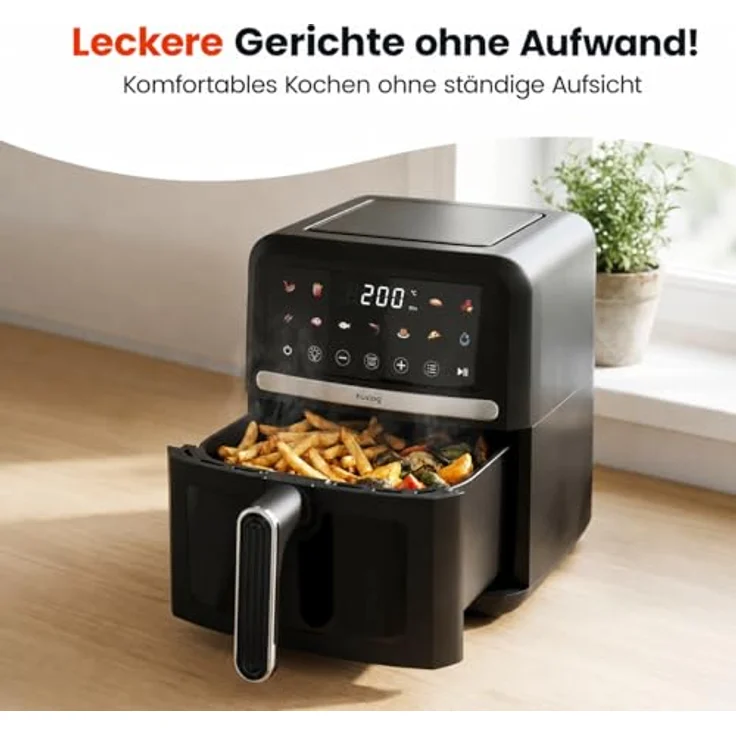 Huslog HUS1032 Heißluftfritteuse 5 l, 1500 W, Temperaturregelung, Timer, 10 automatische Programme – Bild 7