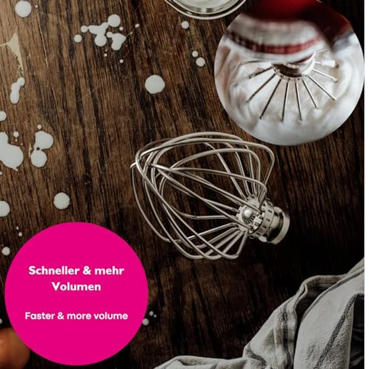 Kitty Professional Schneebesen-Rührelement - Kompatibel mit KitchenAid 4,3 & 4,8L - Edelstahl, robust und effizient - für KitchenAid Küchenmaschinen 4,3L und 4,8L – Bild 4