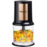 Bestron elektrischer Multi-Zerkleinerer, Universalzerkleinerer mit zwei Schneidemessern & 500ml Kapazität, große Pulstaste, 400 Watt, Farbe: Kupfer