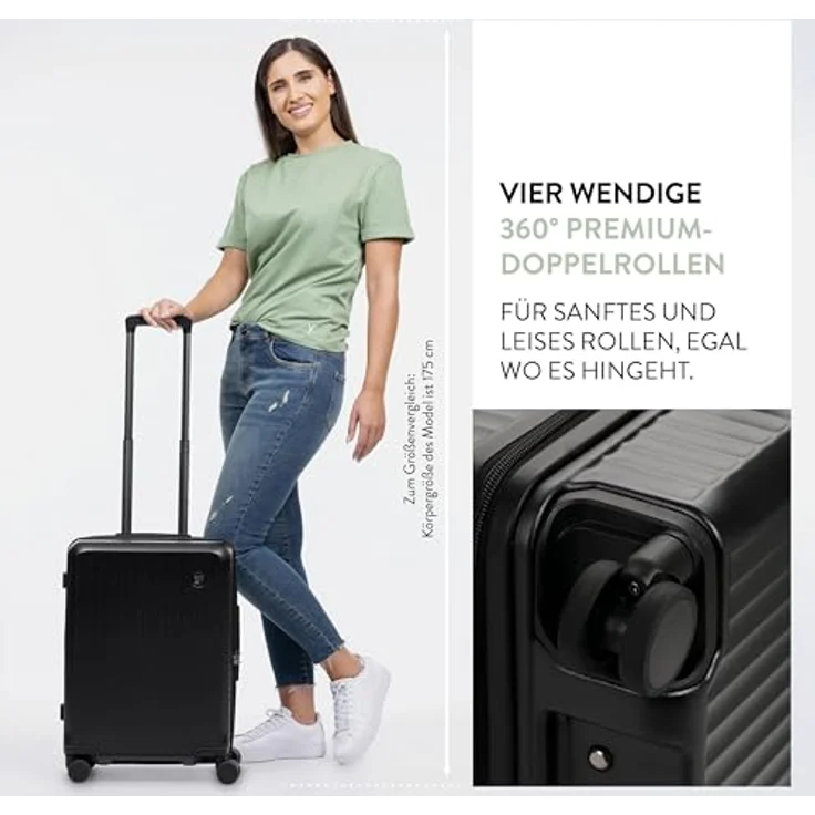 SURI FREY Trolley SFY FreyWay Paris, Handgepäck Koffer aus robustem Polycarbonat, 36 Liter, TSA Zahlenschloss, schwarz – Bild 5