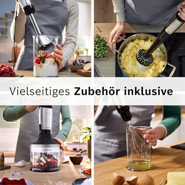 BOSCH Stabmixer MSM6M633, 1000 W, Edelstahl-Gehäuse, elektronisch verstellbare Geschwindigkeitsregulierung, 5 Zubehörteile – Bild 8
