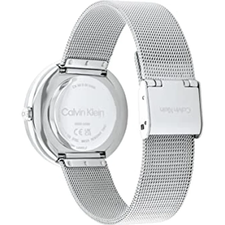 Calvin Klein Analog Quarzuhr für Damen mit Silbernes Edelstahl-Mesh-Gliederarmband - 25200149, zartrosafarbenes Zifferblatt – Bild 3