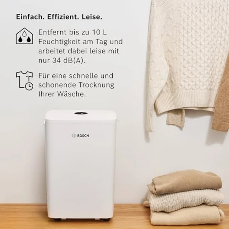 Bosch Dry 1000 Luftentfeuchter - Effizient & leise, ideal für Schlafzimmer & schnelle Wäschetrocknung – Bild 3