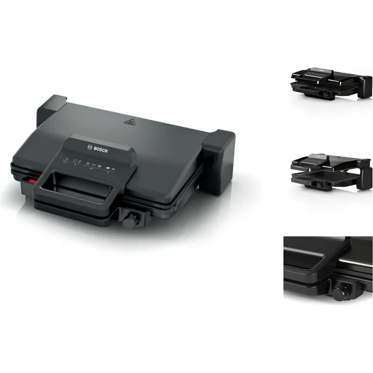 BOSCH Kontaktgrill Sandwichmaker BOSCH TCG3323 Schwarz 2000 W, 2000 W, Programmierbarer Thermostat, Antihaftversiegelung – Bild 1