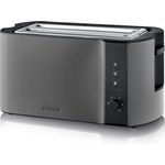 Severin AT 9341 Langschlitz-Toaster, 4-Scheiben Toaster mit 1400 Watt, Schwarz und Edelstahl, Auftaufunktion und Brötchenaufsatz