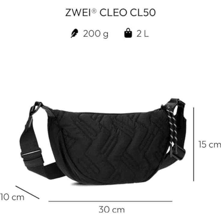 Zwei Cleo Umhängetasche, 30 cm, grau, aus 100% Nylon – Bild 2